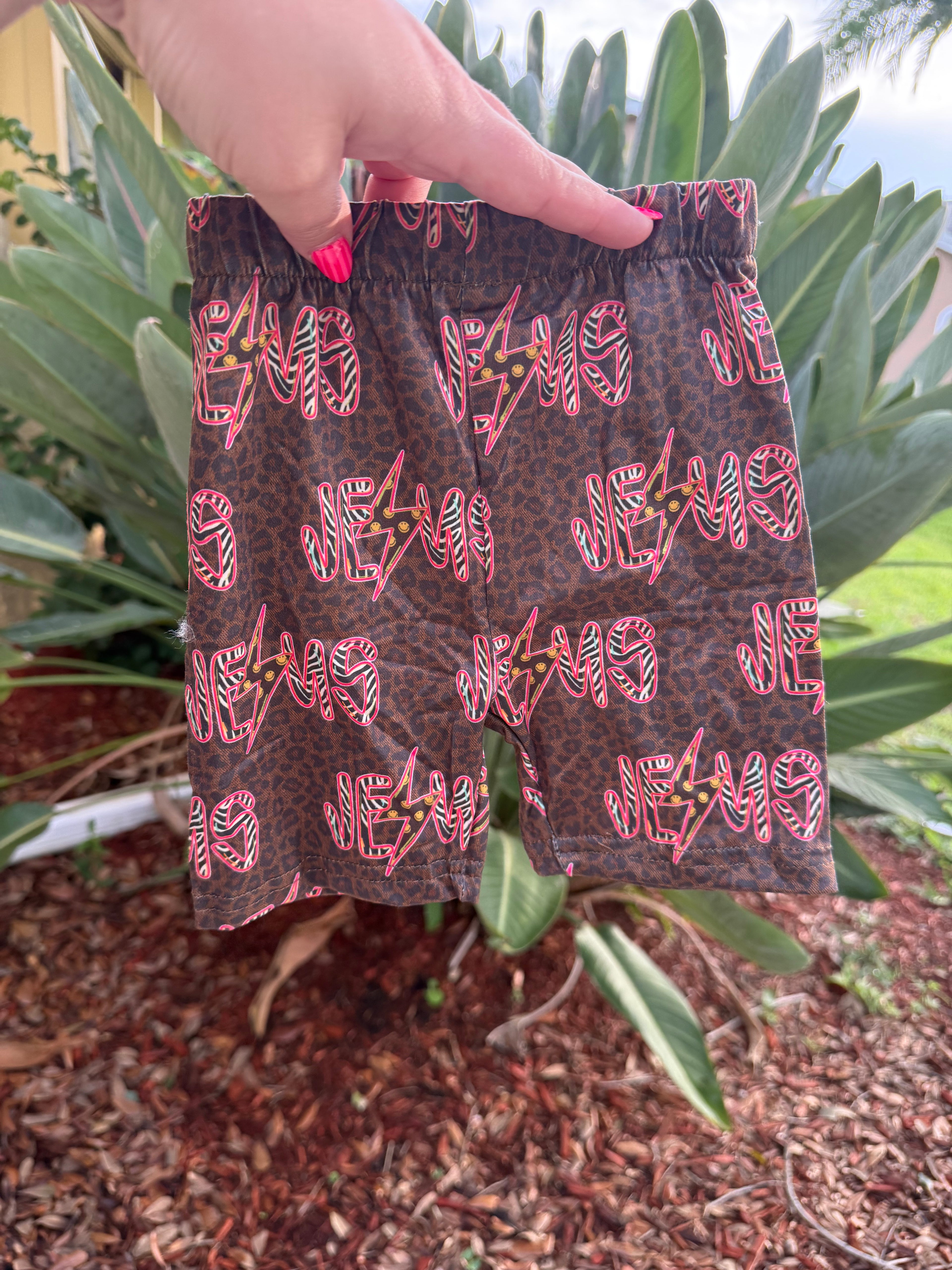 ADULT Leopard Jesus biker shorts