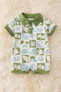 Tropical checkered romper