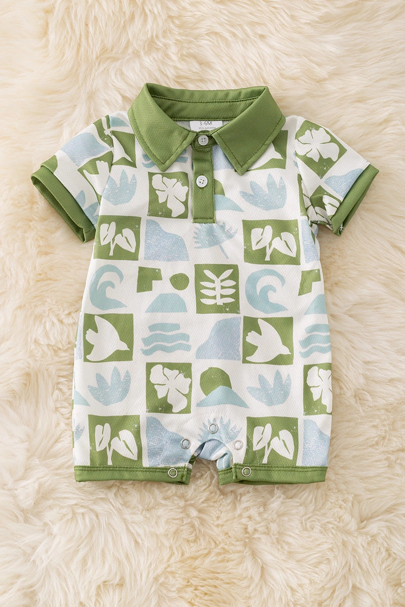 Tropical checkered romper