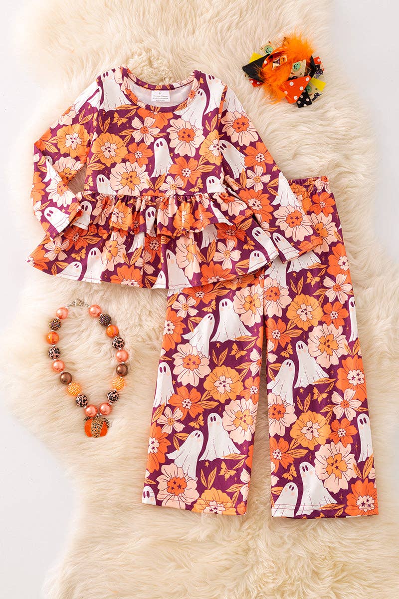 🎟️Ghost floral printed ruffle tunic and pants 6/12