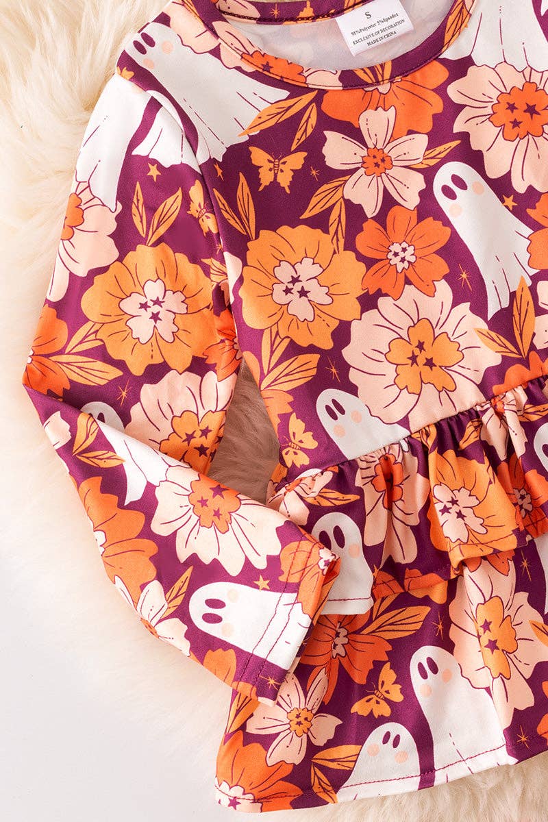 🎟️Ghost floral printed ruffle tunic and pants 6/12